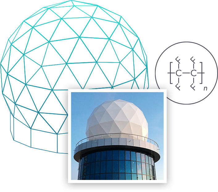 Space frame PTFE fabric radome